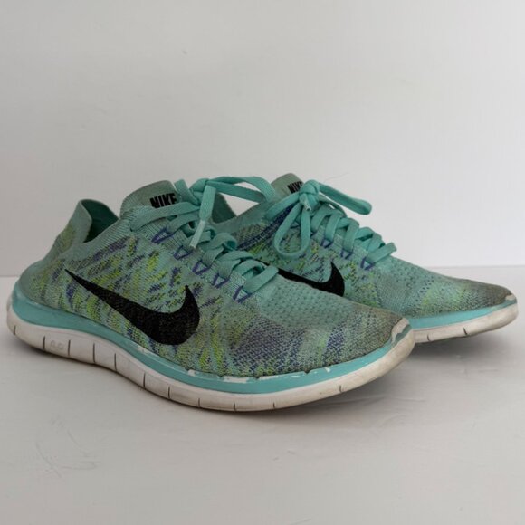 NIKE Aqua & Multicolor Flyknit 4.0 Running Shoes - Picture 3 of 9